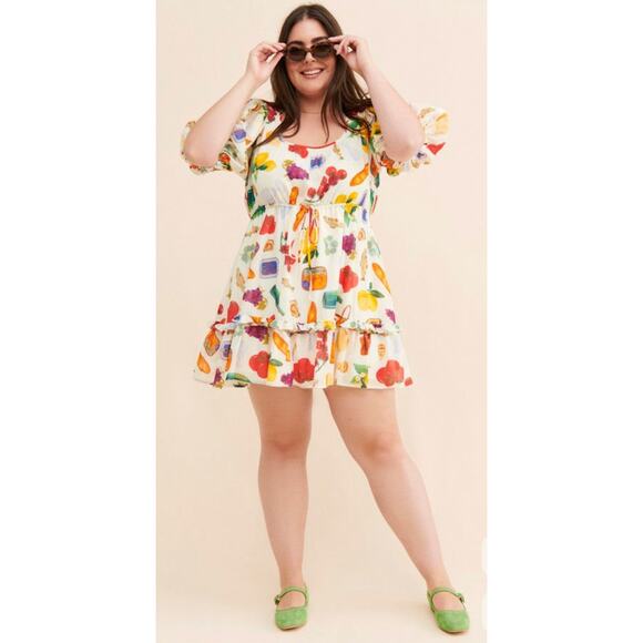 Lisa Says Gah Leila Mini Dress in Fruit Print Size XXL - Picture 1 of 8